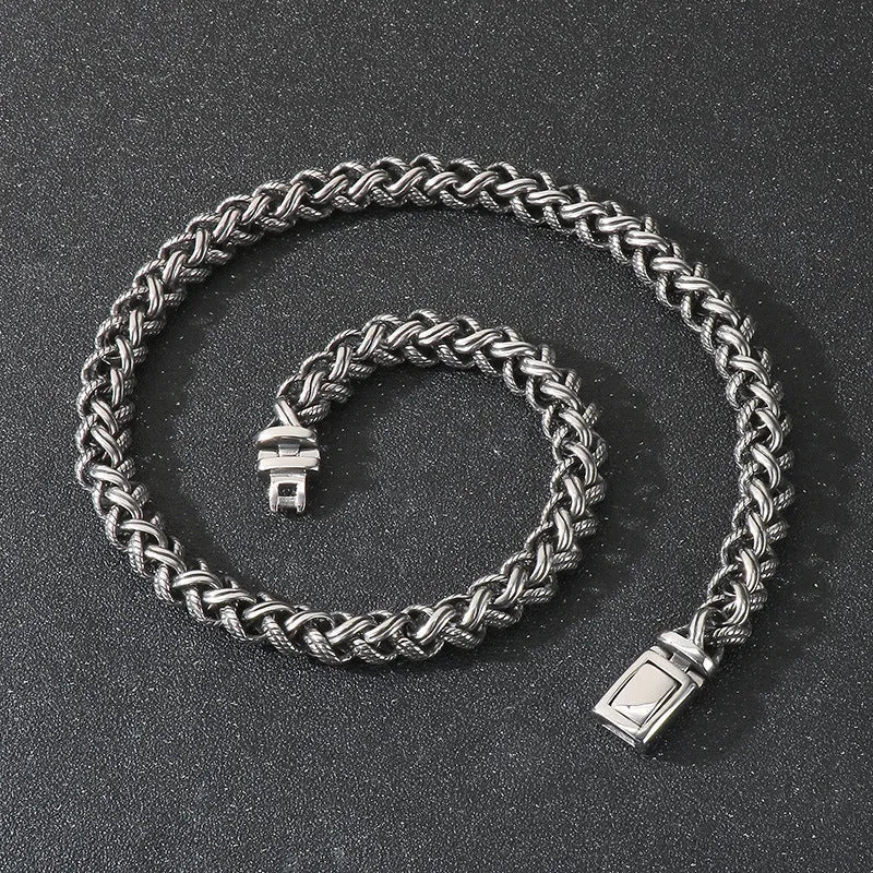 Men's titanium steel keel chain necklace in punk style with large geometric links