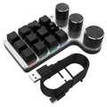 Bluetooth custom shortcut keyboard with 12 keys 3 knobs RGB backlighting black plastic office keyboard