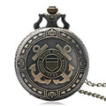 Bronze United States Coast Guard 1790 pocket watch with chain on light background