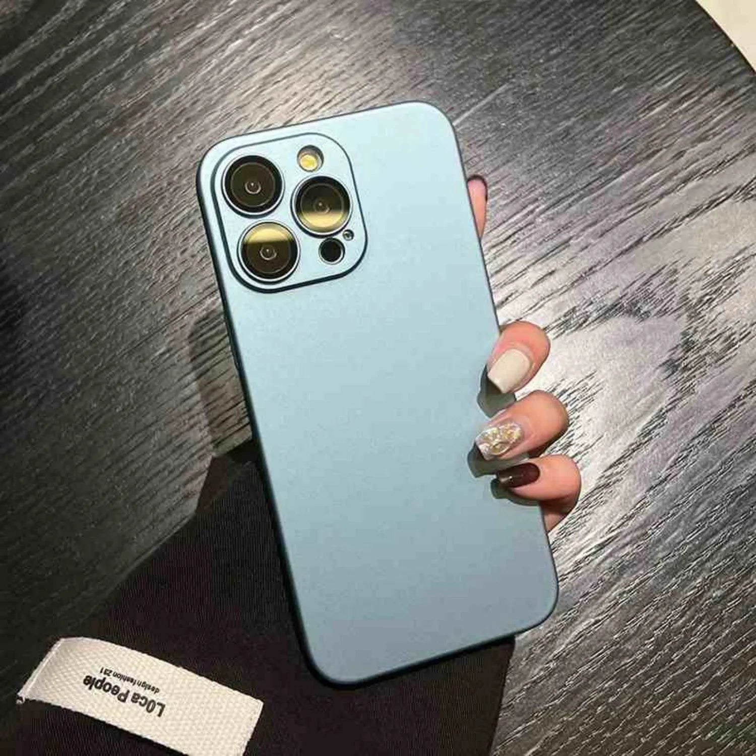 Ultra-thin frosted PC anti-fall case for iPhone in matte solid colour, with lens film