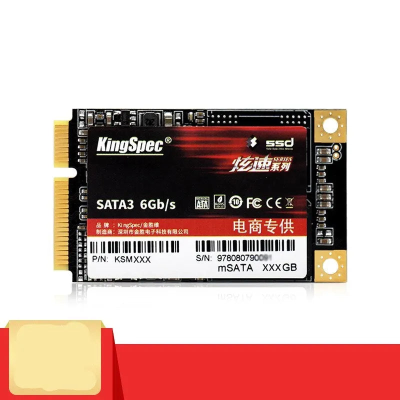 mSATA solid state drive with 30x50mm size and 120GB capacity on a white background