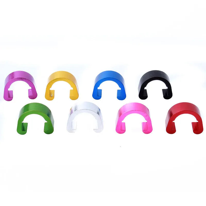 Aluminium alloy C buckle fastener in multiple colours, shown next to a ruler indicating 10.2mm size.