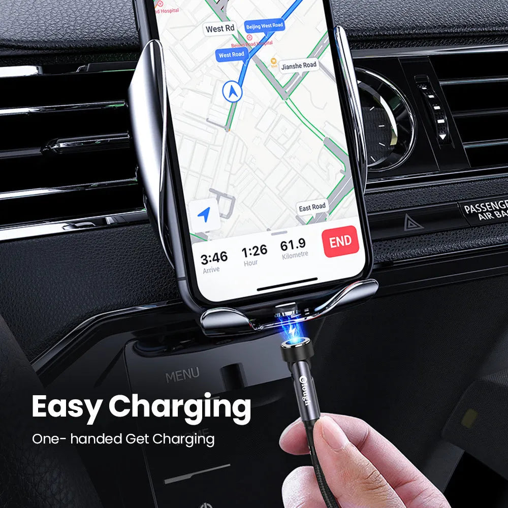 Elough 540-degree rotating magnetic charging cable 3-in-1 with 8PIN, Micro USB, TYPE-C, grey or red, lengths 0.5m to 3m.