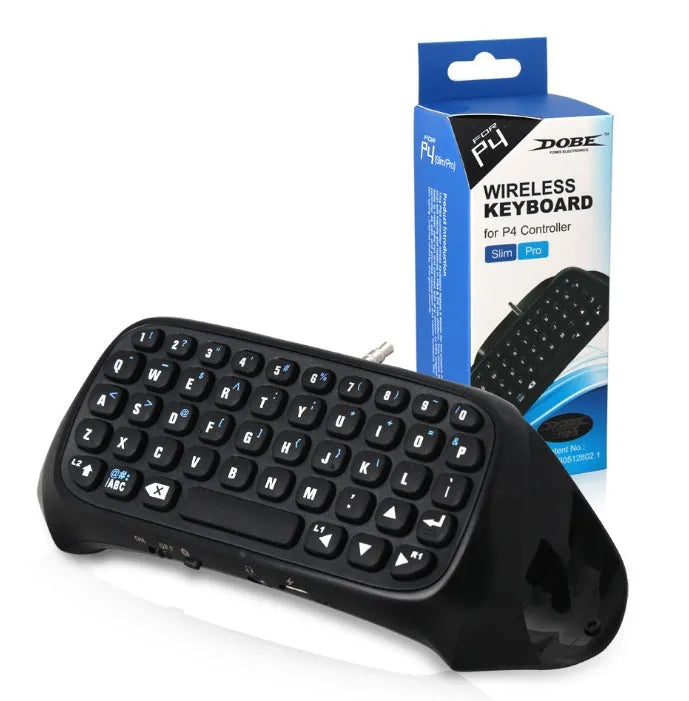 Black Bluetooth gamepad keyboard for PS4 controller with compact 17.2cm length and voice chat input