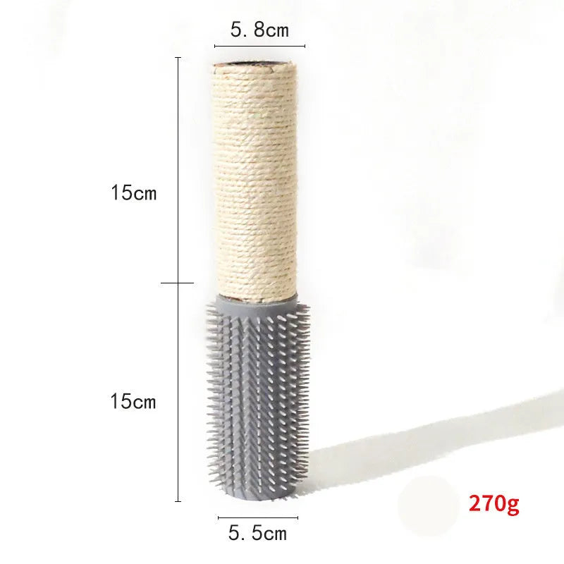 Brown sisal rope cat scratching post standing 30cm tall on a square base.