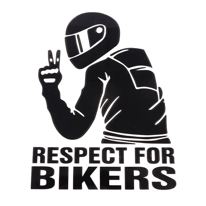 Respect For Bikers automobile sticker in 15x11cm size with PET material and strong adhesion on a car bumper