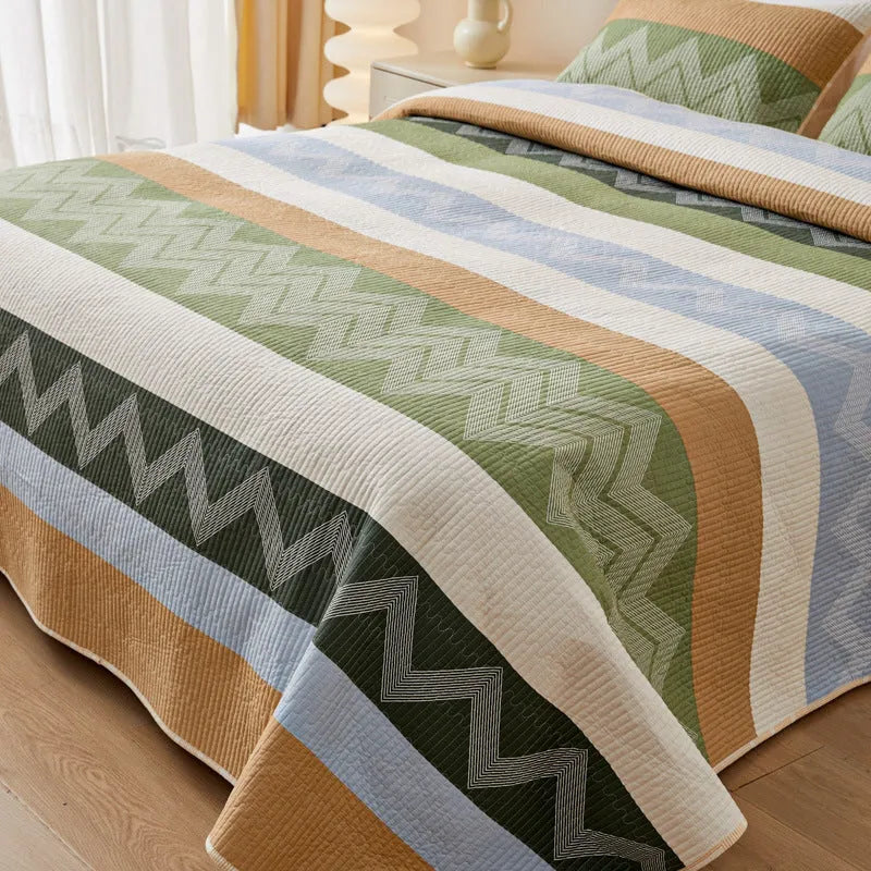 Pure cotton printed bed sheet three-piece set in bedspread style for 2.2 metre beds