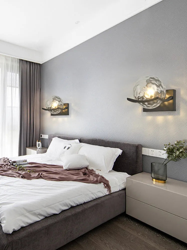 Black modern minimalist wall lamp with choice of cover, 85-265V, 5W or 12W, 160mm x 180mm x 180mm