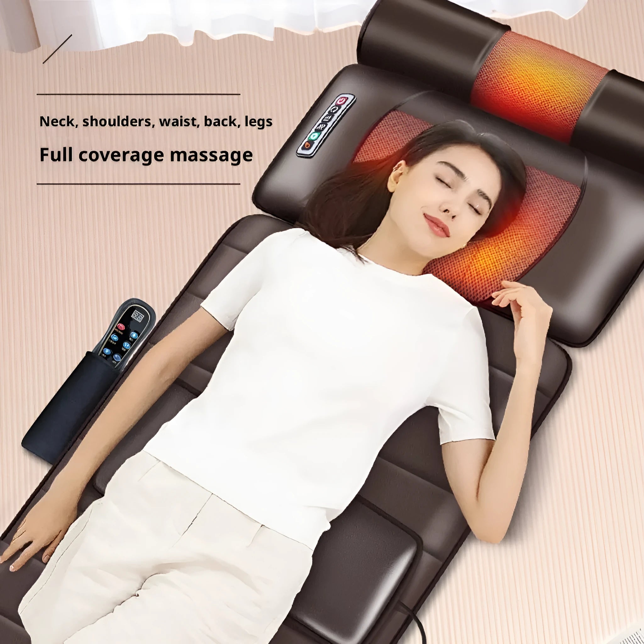 Automatic shoulder and neck home massager with diamond pattern artificial leather and handheld wired control