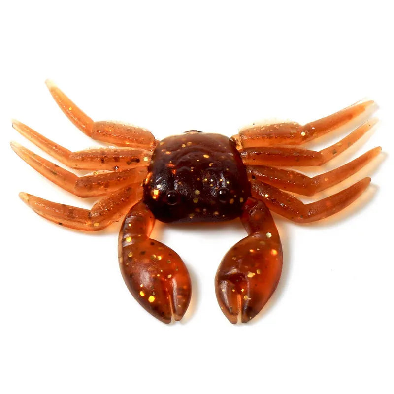 8cm PVC soft crab fishing lure in brown and red colour variations
