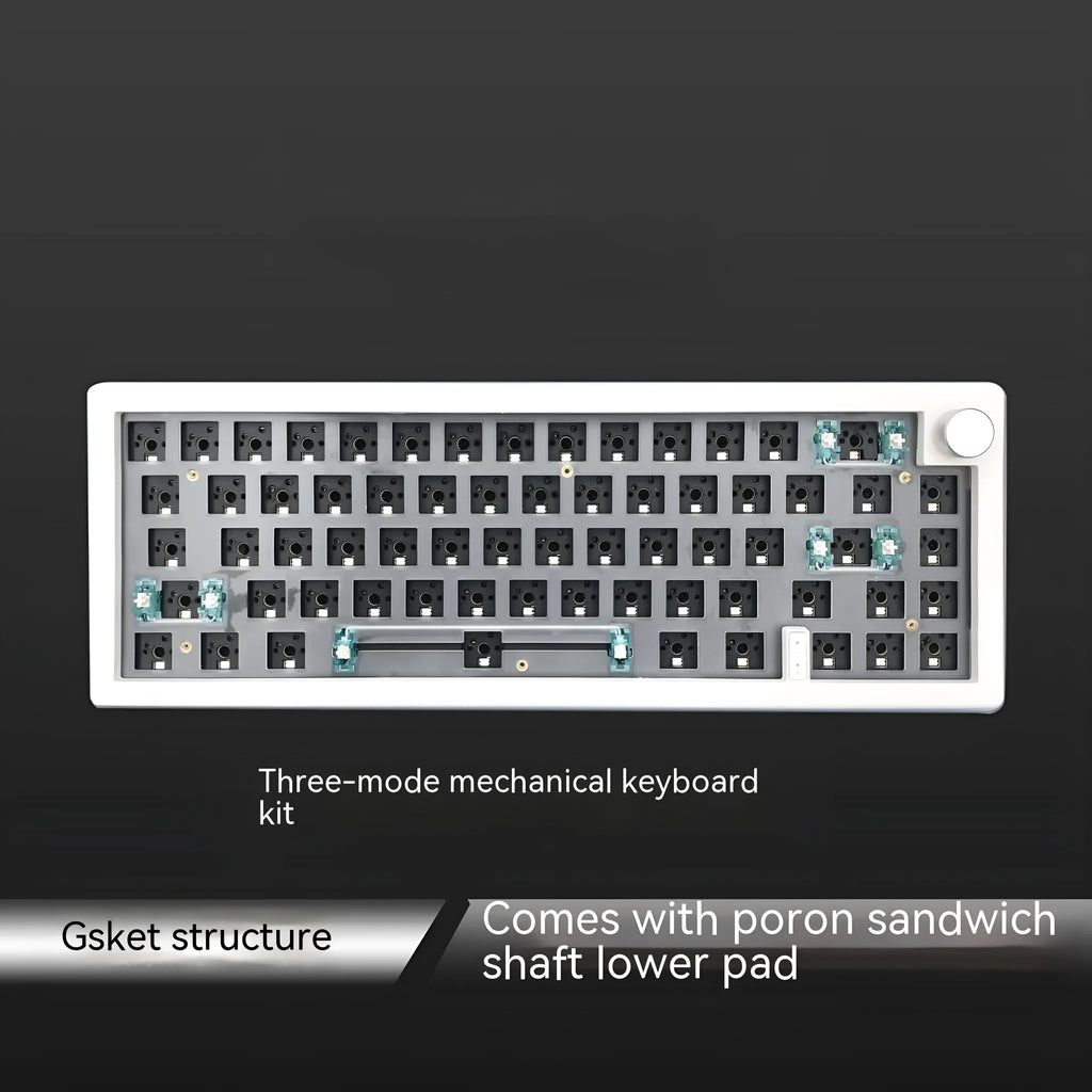 DIY mechanical keyboard kit with RGB backlighting and control knob in black, white, or coloured cases