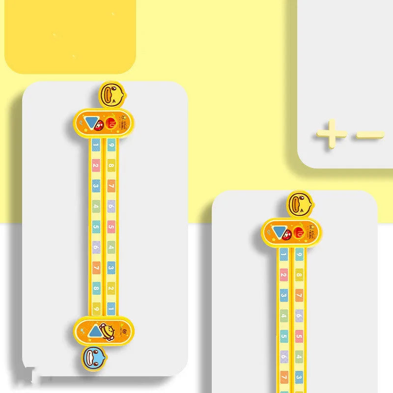 Yellow plastic cartoon digital decomposition ruler for children, showing 24.5 cm length.