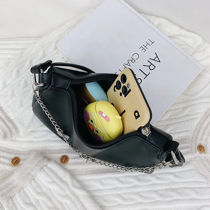 Butterfly chain shoulder crossbody bag in horizontal square shape with separate internal compartments