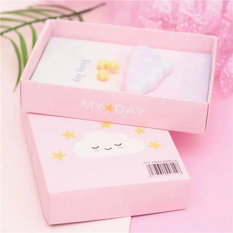 Cloud bubble light notebook with imitation leather cover, wireless binding, 12x17cm paper, Love or Star bright cover option