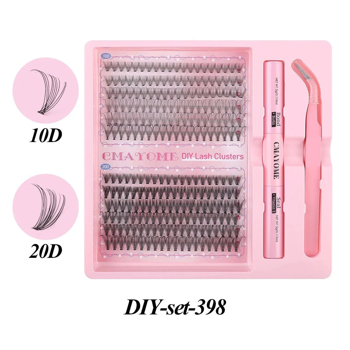DIY single cluster individual false eyelashes set showing artificial fibre lashes for custom application