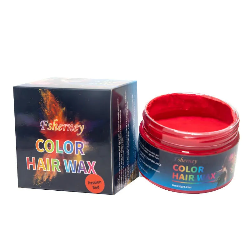 120g jar of strong hold hair styling clay in multiple colours on a white background.