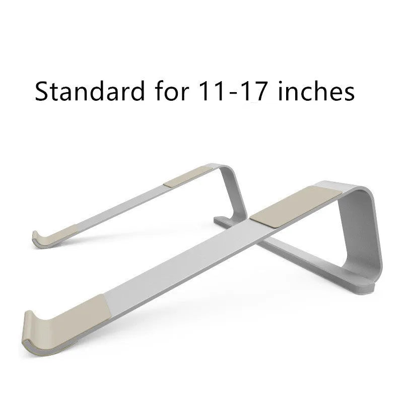 Aluminium alloy laptop stand for 11-17 inch laptops, basic 262x210x82mm size, silver finish