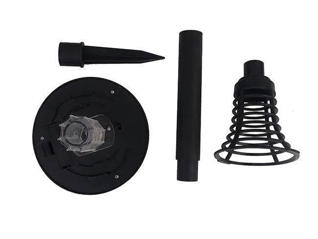Black solar-powered insect control lawn lamp with white and UV purple LEDs, standing 42cm tall.