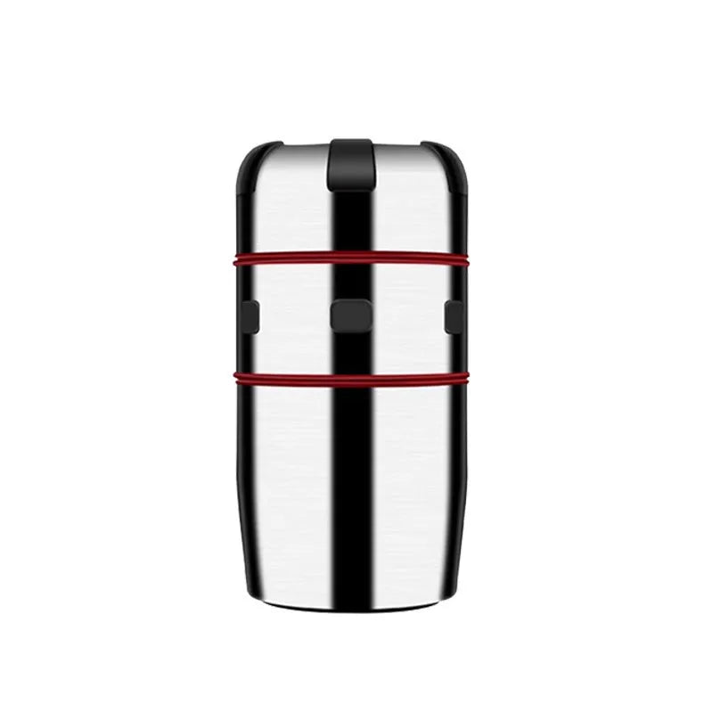 Manual stainless steel citrus juicer with 304 filter and press handle on a kitchen counter