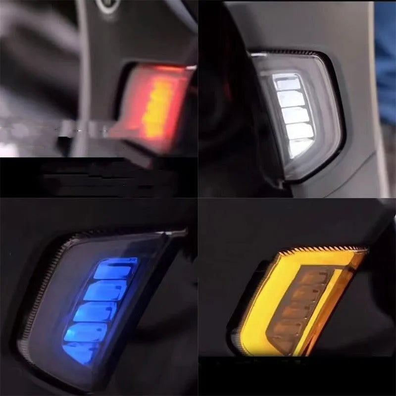 Pair of LED light strips for Yamaha NMAX155 scooter in white, blue, or red with yellow turn signal section.
