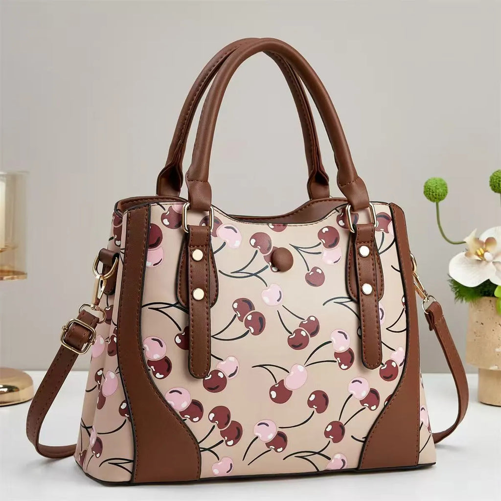 Large capacity simple shoulder messenger bag in PU leather with print design, 32x13x24cm, available in multiple colours