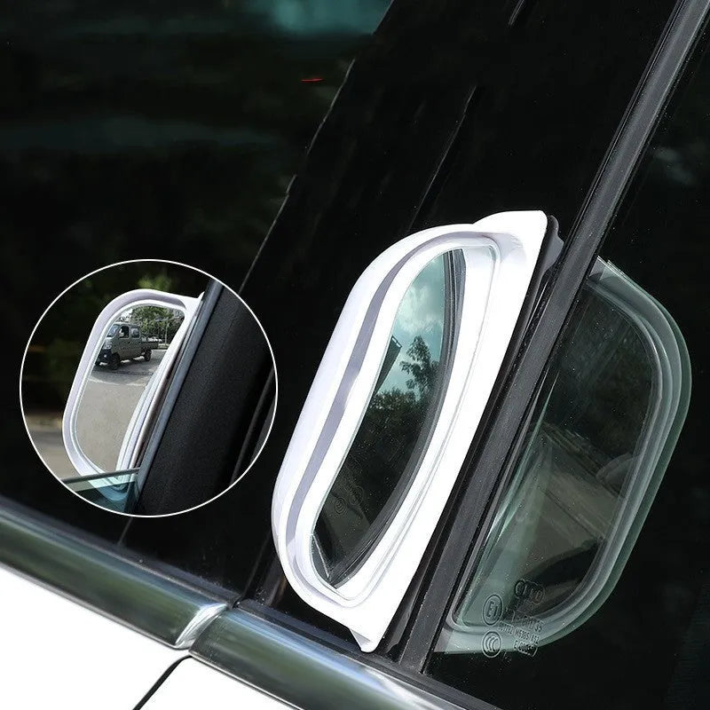 Black and white two-row wide angle car rearview mirror accessory