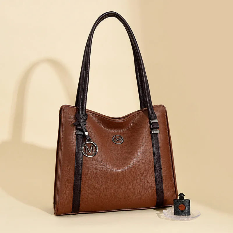 Women's genuine leather crossbody bag in horizontal square shape with European retro styling
