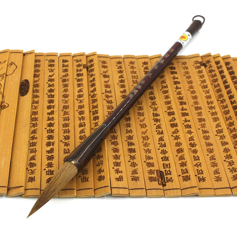 Wolf Hao traditional Chinese brush set with wolf hair bristles and steel rod handles in three sizes