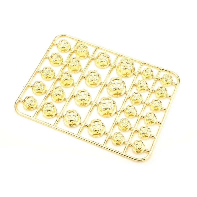 Set of 30 coloured ABS plastic screw caps for motorcycle engine modification.