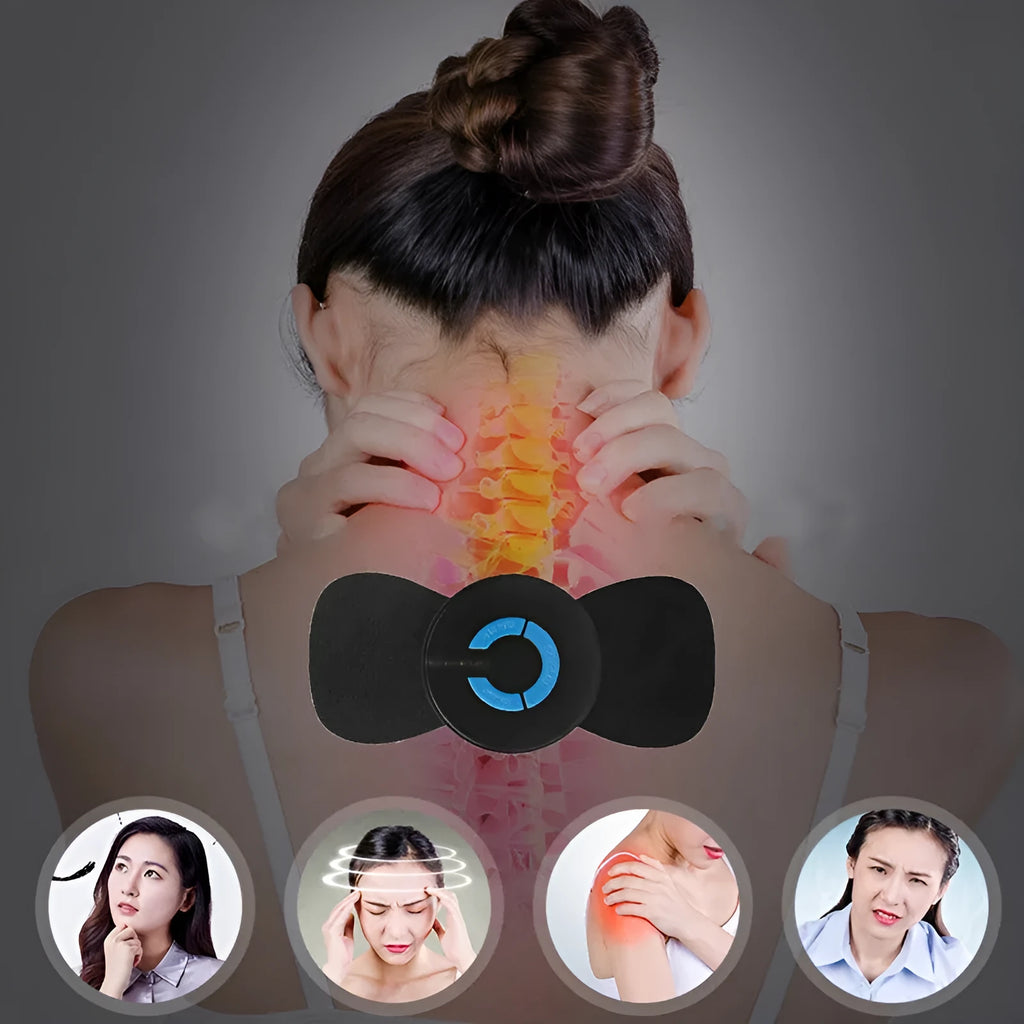 Mini electric shoulder and neck massager HQ-185 black with massage patch and USB cable