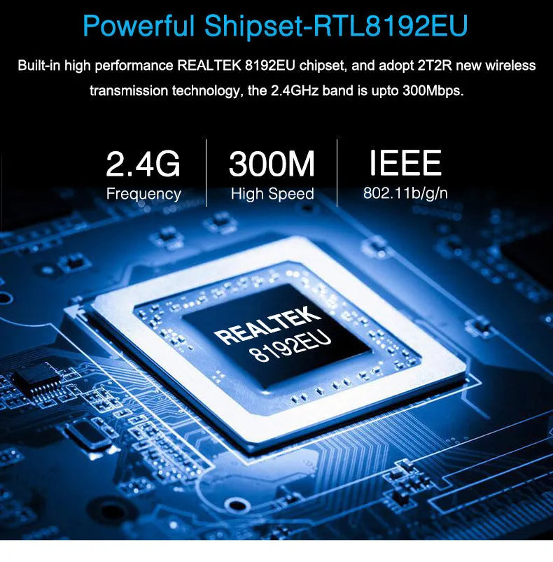 300M WiFi mini wireless card black plastic metal RTL8192EU 3.3cm