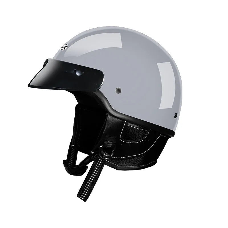 Retro motorcycle helmet in ABS thermoplastic with multiple colour options