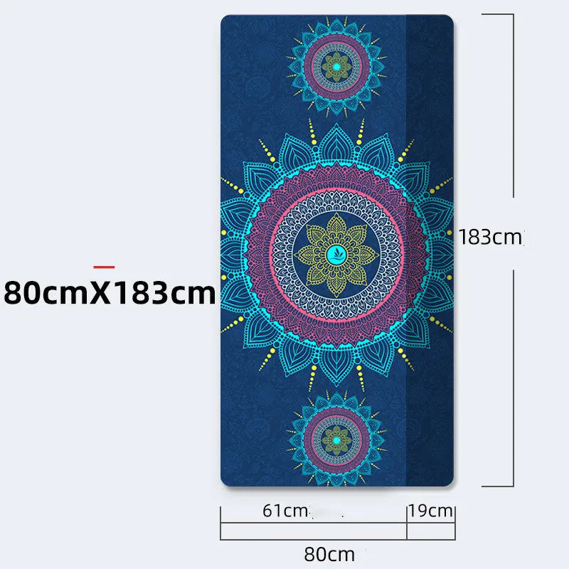Beginner yoga mat in midsummer light year colour, TPE and suede, 183cm x 80cm, 6mm thick, geometric pattern
