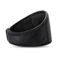 Black self-heating magnetic therapy neck guard showing adjustable strap.