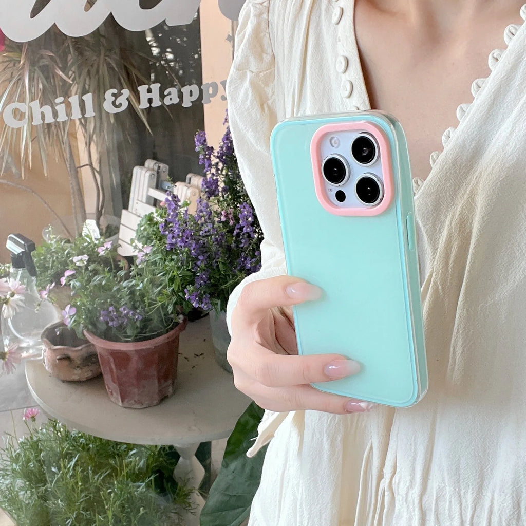 Simple solid colour jelly TPU phone case for iPhone 11 to 16 Pro Max in blue