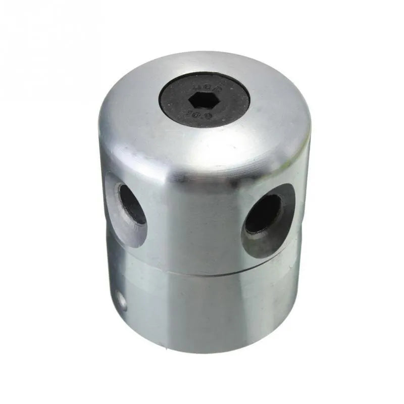 Aluminium cylinder grass trimmer replacement head with four light yellow square ropes and a wrench
