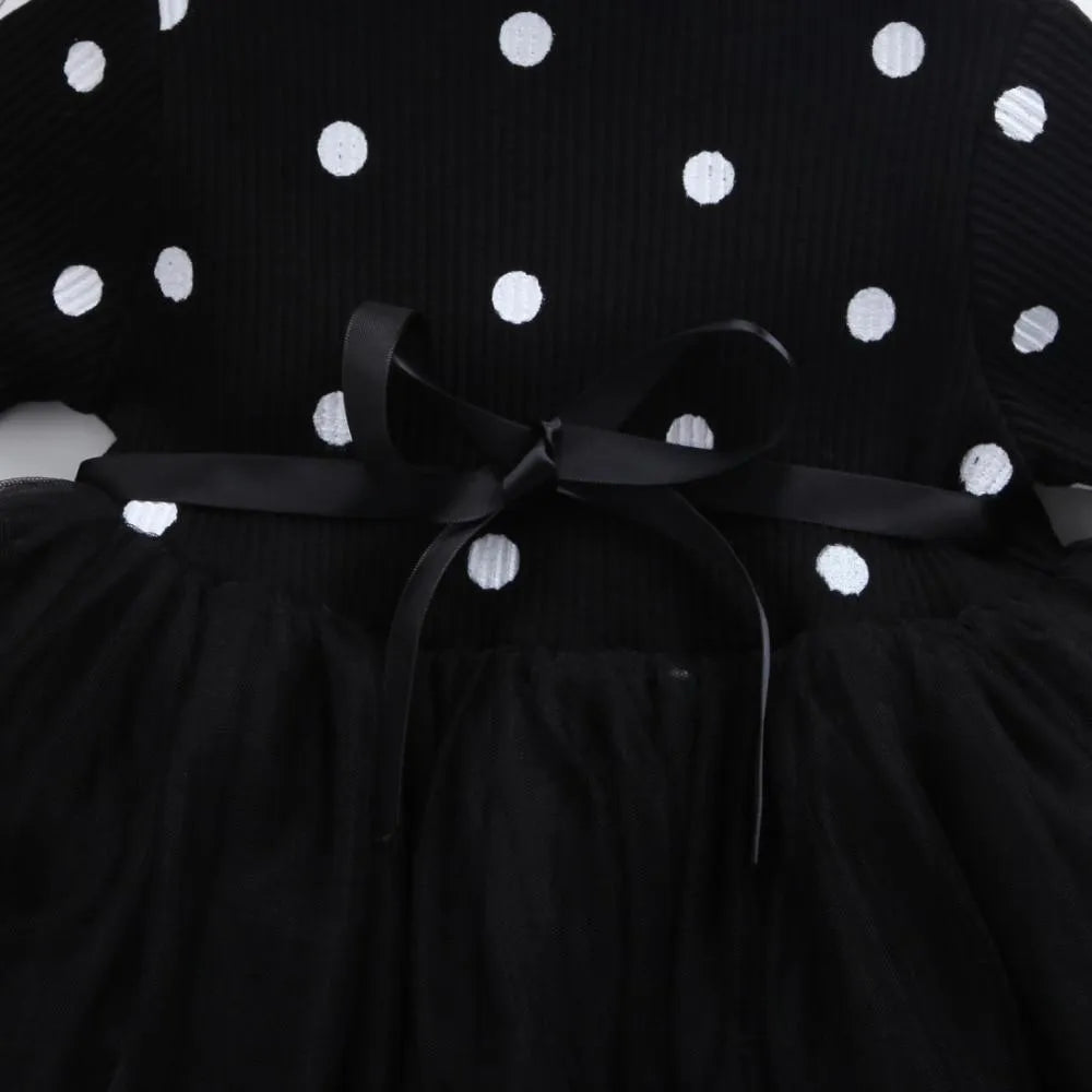 Baby girl long sleeve lace tutu dress in black, pink or white for ages 3-8 years