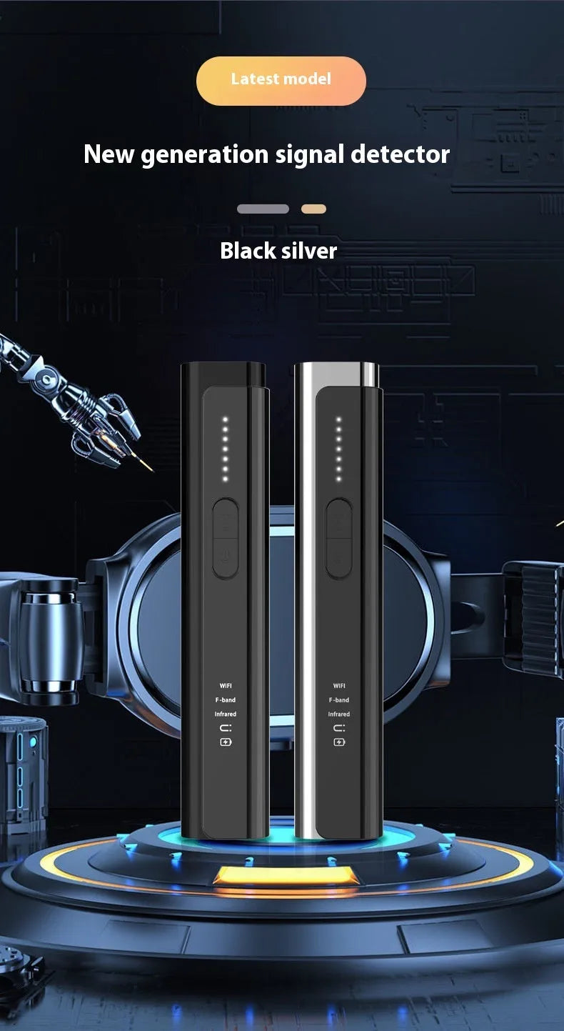 Black or silver handheld anti spy camera detector with RF signal detection