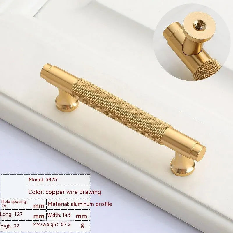 European style aluminium cabinet handle with brushed brass finish