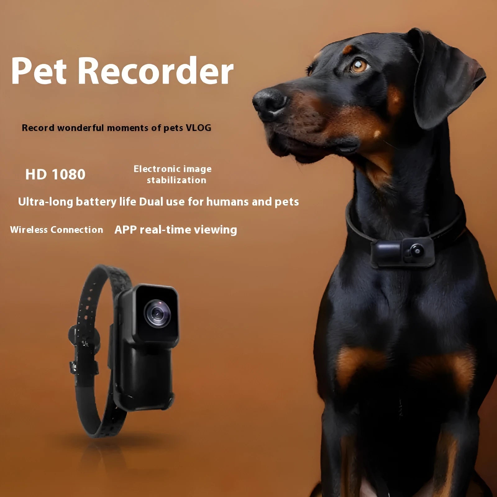 Black wearable WiFi camera neckband recorder with TYPE-C port, dimensions 61.5mm by 27mm.