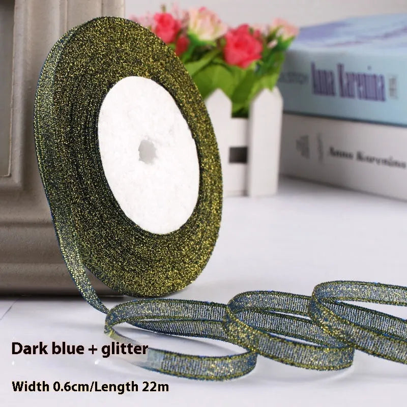 Polyester gift packaging ribbon roll in selected colour, 0.6cm wide decorative band