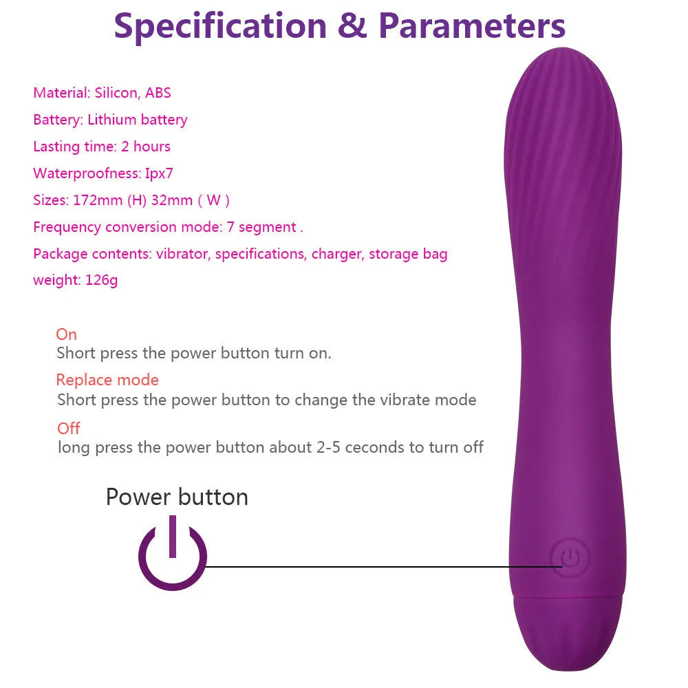 Pink rechargeable silicone toy for women in box with USB cable