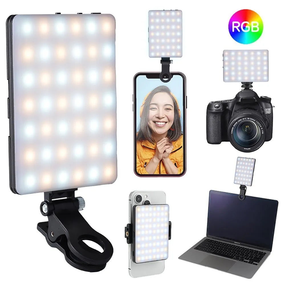 Handheld LED pocket fill light with clip attachment for mobile phone photography