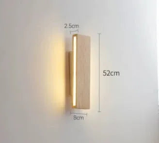 Solid wood bedroom bedside LED wall lamp in Nordic Japanese style, 22cm size, warm light wooden finish