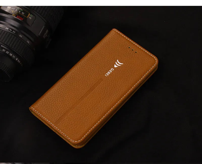 PU leather business wallet phone case for iPhone with card storage compartment