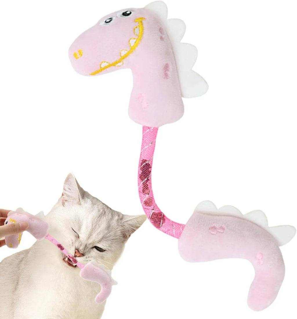 Cat toy bundle with chew toy, catnip ropes, springs and kicker in pink, purple or yellow measuring 23 by 6 cm