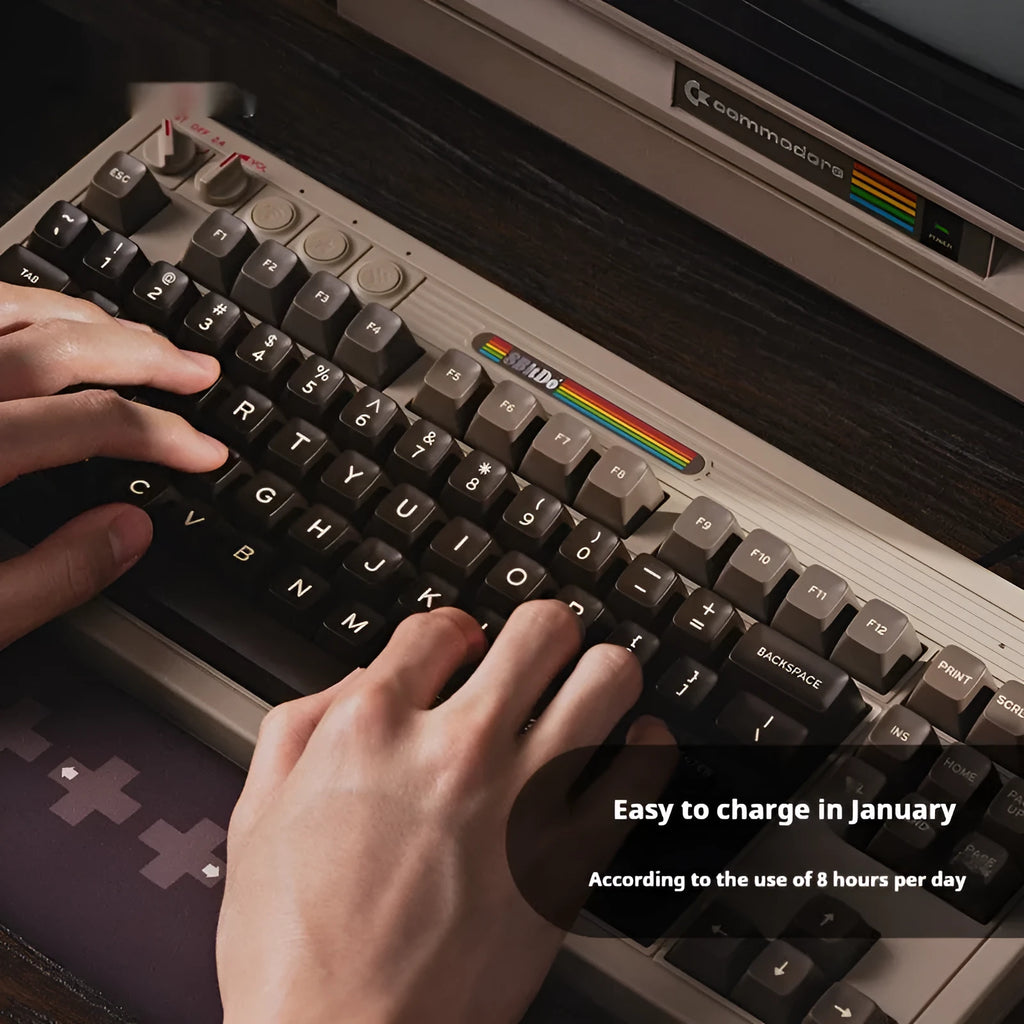 Retro87 C64 wireless Bluetooth mechanical gaming keyboard with rocker switch