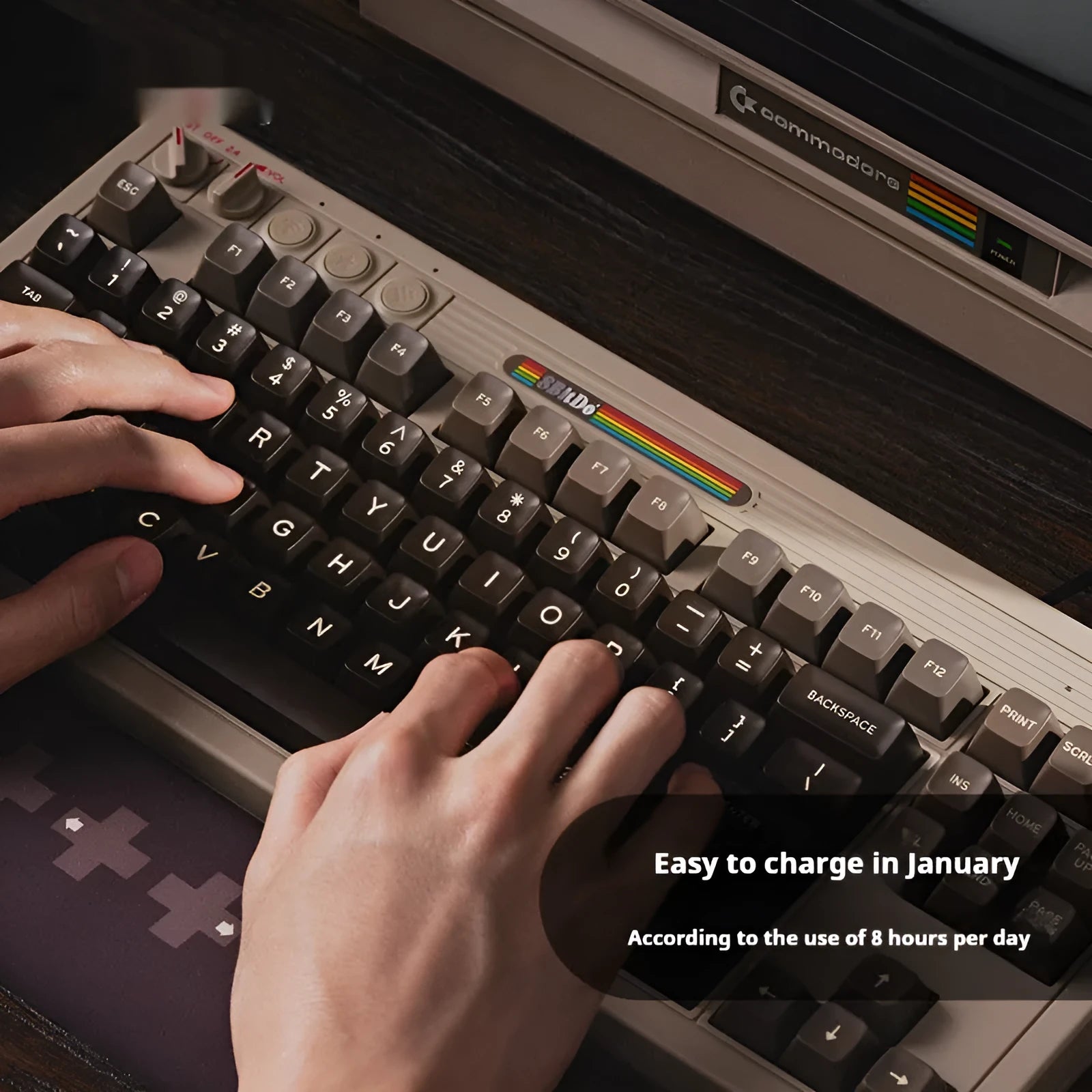 Retro87 C64 wireless Bluetooth mechanical gaming keyboard with rocker switch
