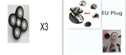 5-in-1 multifunctional electric shaver black gold with floating blades, rechargeable, IPX7 waterproof