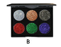 Sequin eye shadow tray with six colours, 10 cm by 7.8 cm by 0.9 cm compact palette